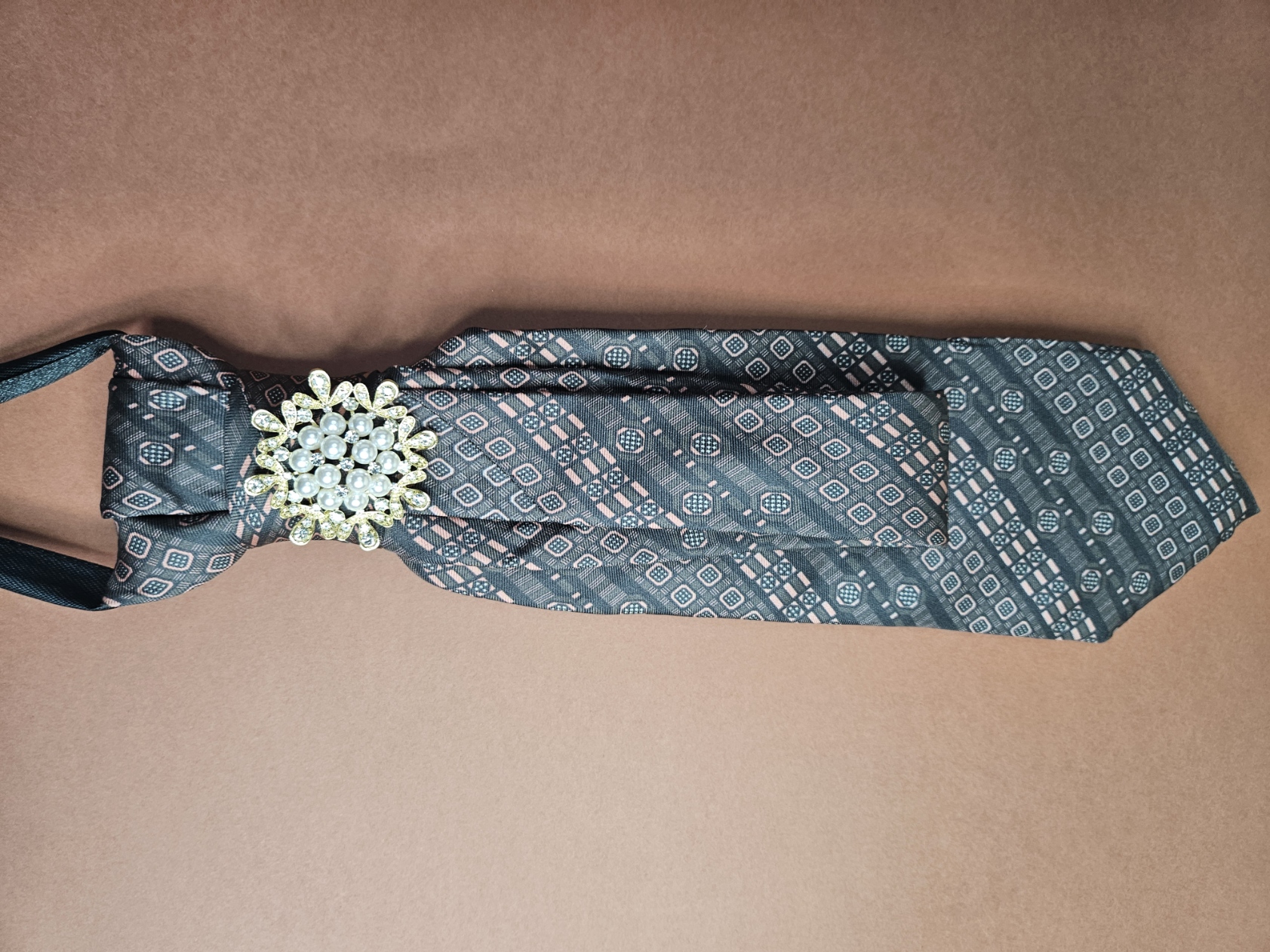 Taupe and pink tie